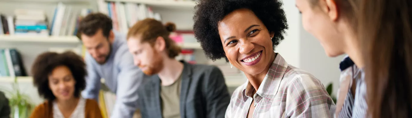 mixed group of people at work 