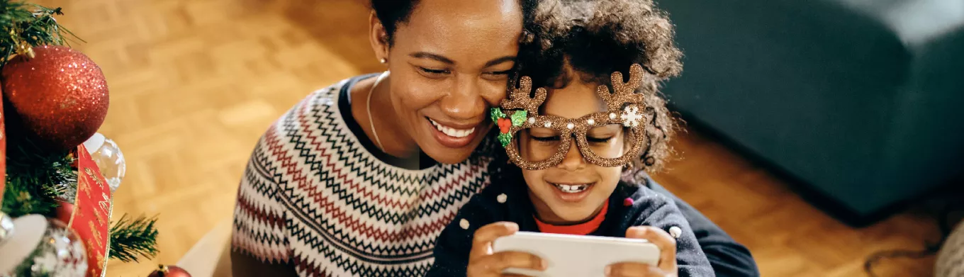 Mother and child at Christmas 