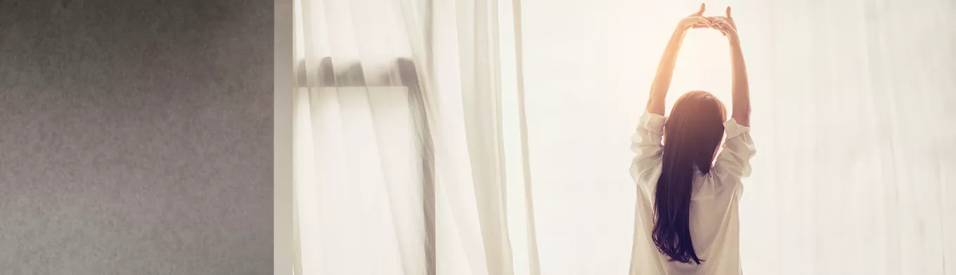 Woman stretching and looking relaxed