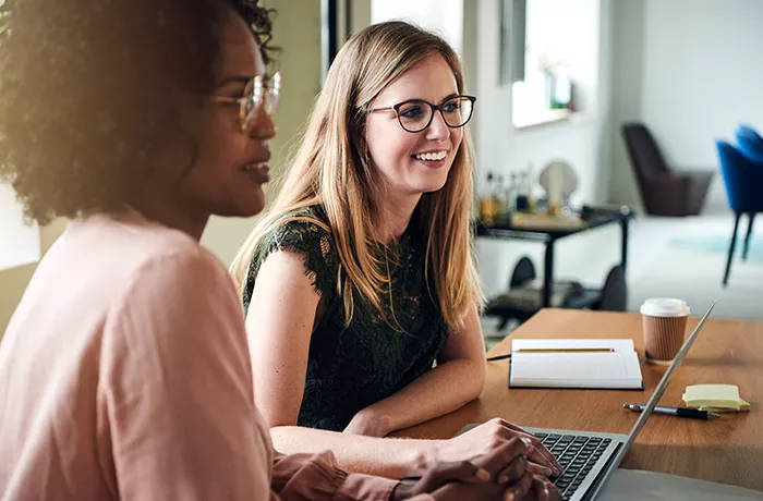happy women in the office