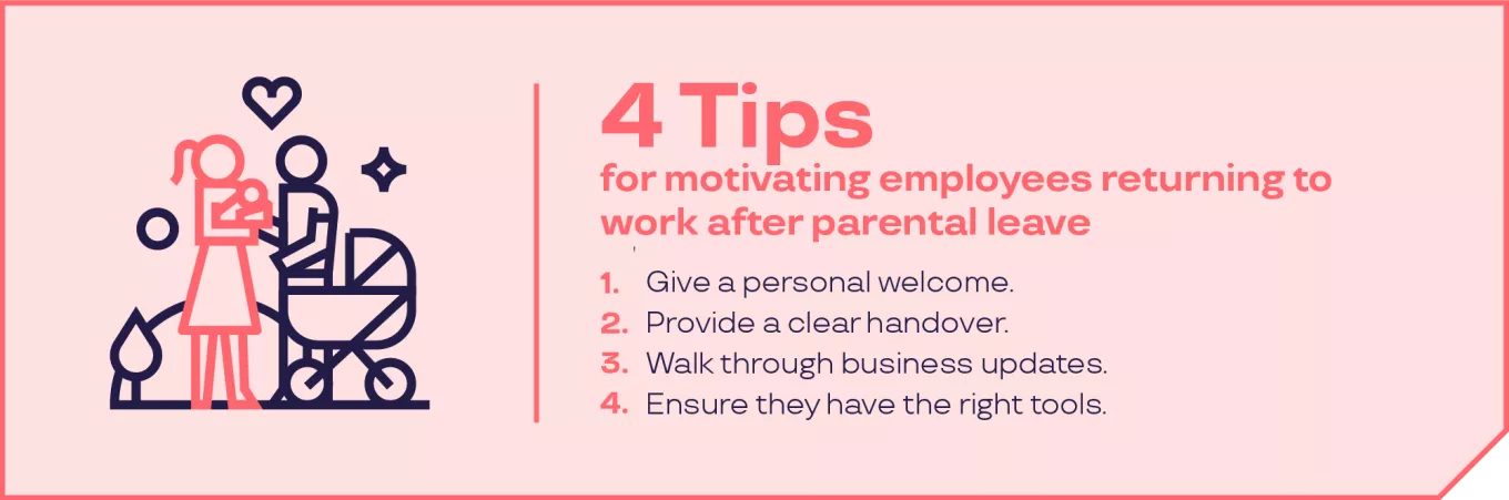 4 tips on motivating employees returning to work after parental leave 
