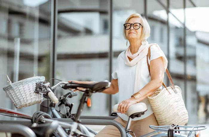 older lady on bike