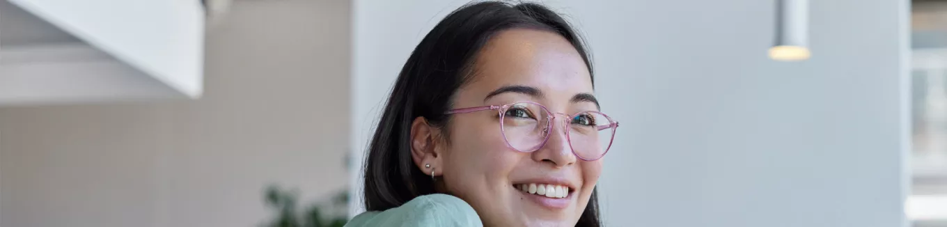 woman sitting at her desk 