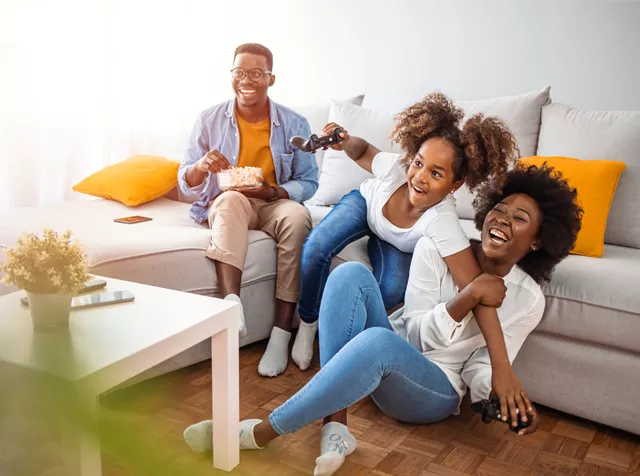 family gaming and playing