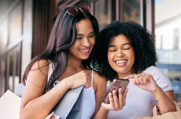 two young women out shopping