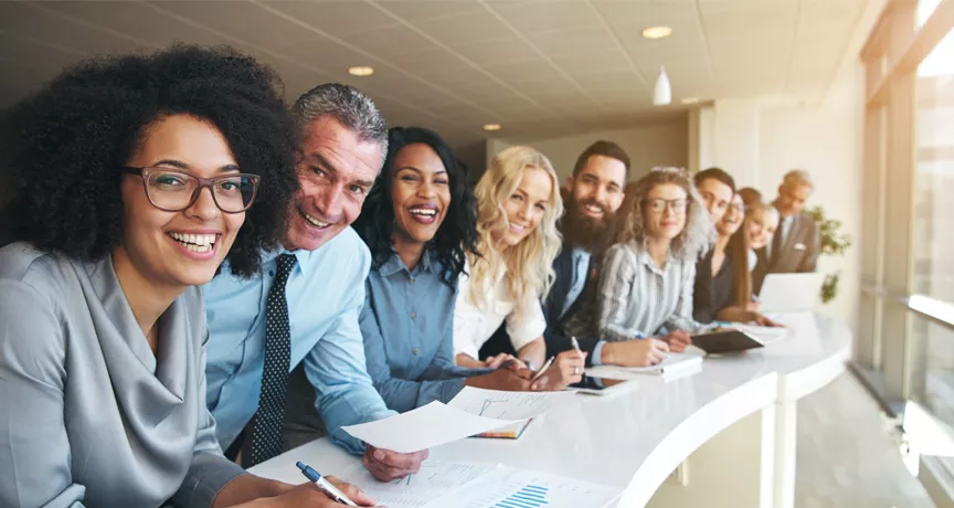 Group of happy and productive employees