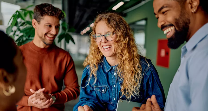 employee being congratulated 
