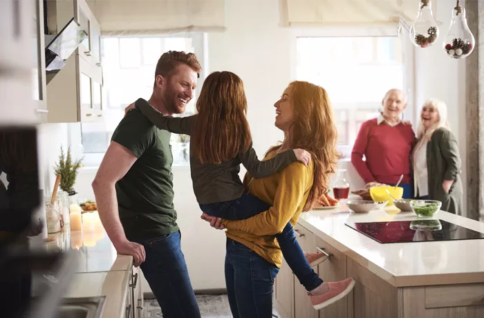 family in their kitchen 