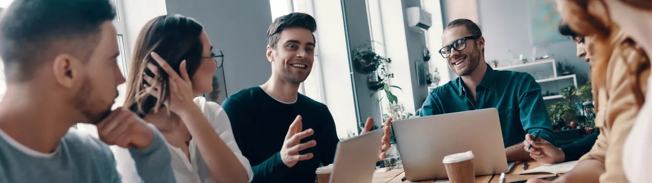 group of colleagues in a workshop