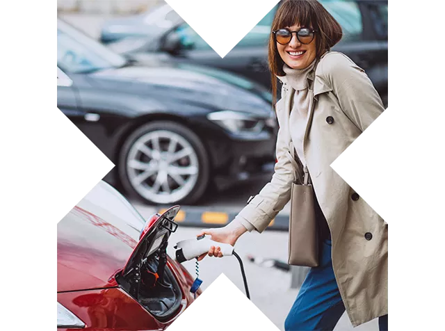 Lady-Wearing-Classes-Charging-Car