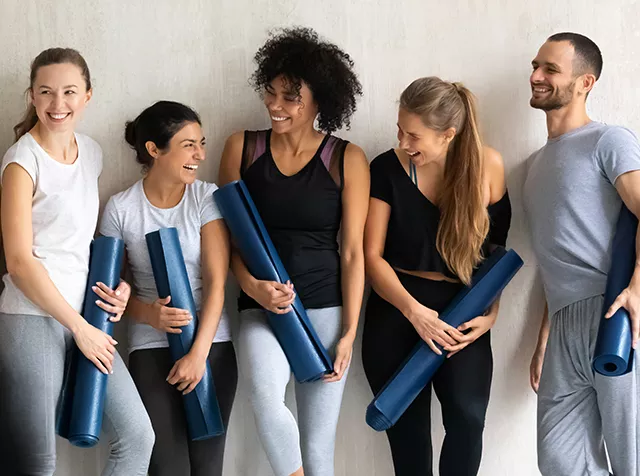 Gym Membership Group of Gym Friends With Yoga Mats