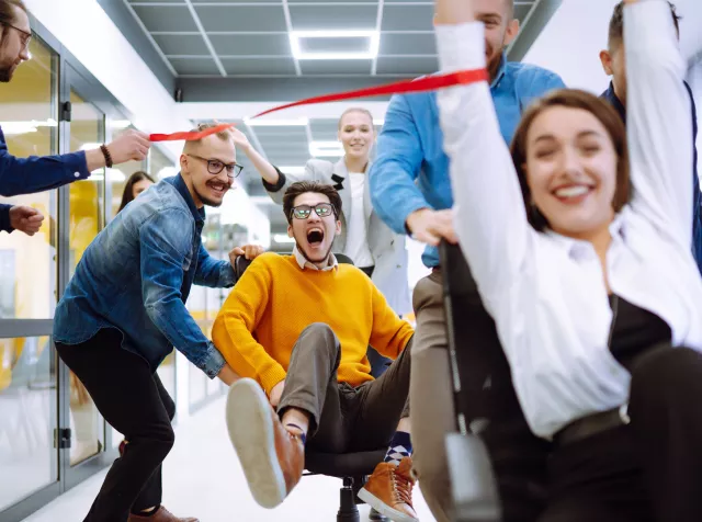 Group of colleagues having fun