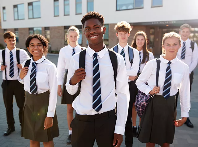 Group of children in uniform at school