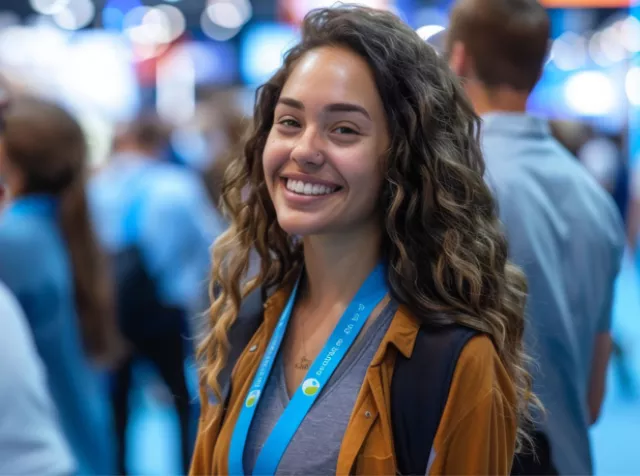 young woman at a conference