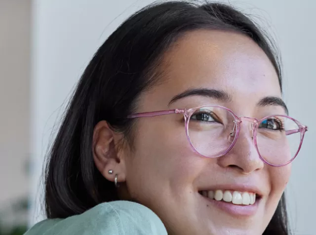 woman sitting at her desk