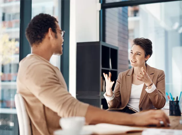 one on one conversation in the office