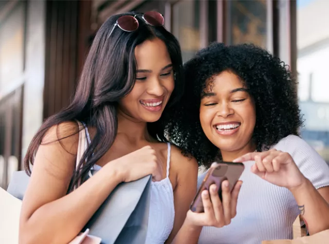 two young women out shopping