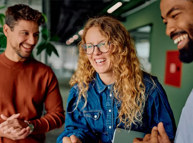employee being congratulated