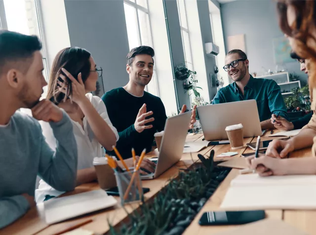 group of colleagues in a meeting