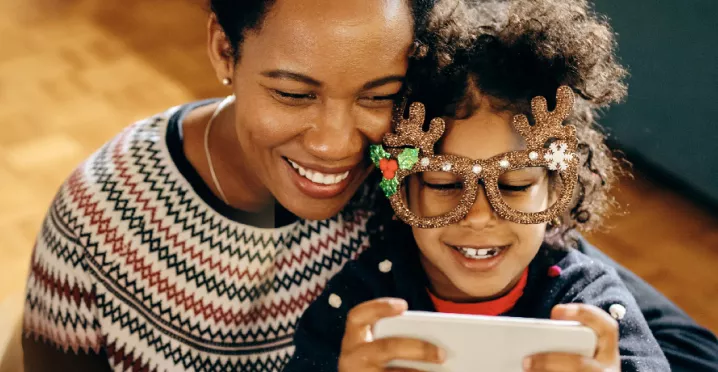 Mother and child at Christmas