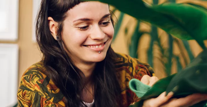 Lady happy with her plants