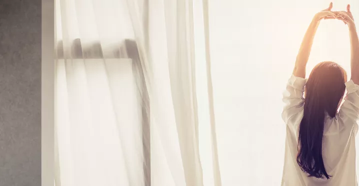 Woman stretching and looking relaxed