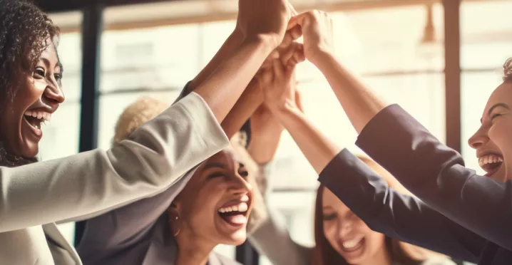 group of happy employees