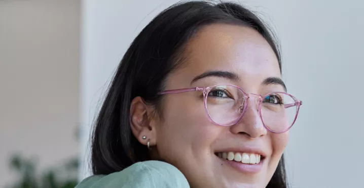 woman sitting at her desk