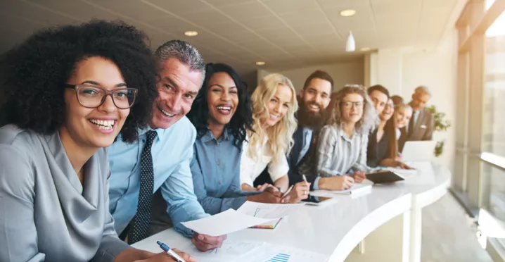 Group of happy and productive employees