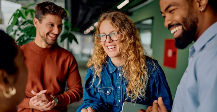 employee being congratulated