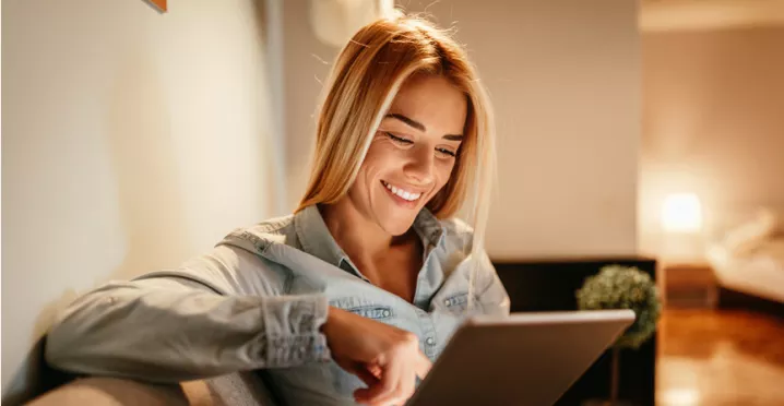 young woman using her tablet