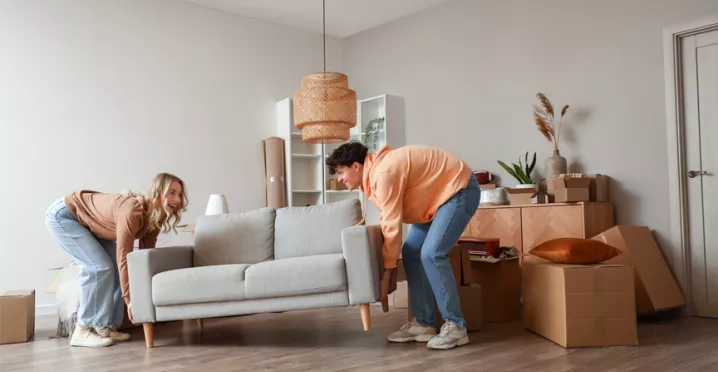 Couple moving in to new home
