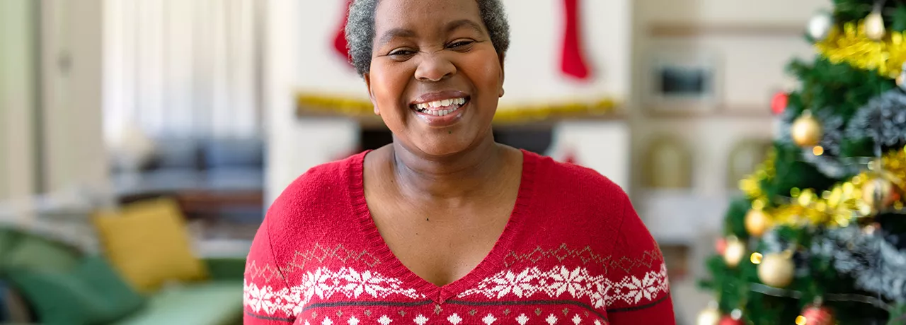 Happy woman as Christmas