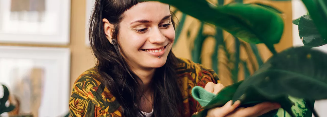 Lady happy with her plants