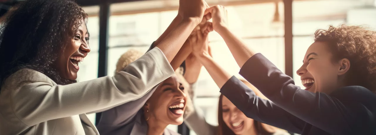 group of happy employees