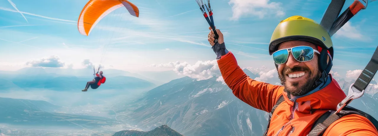 man skydiving