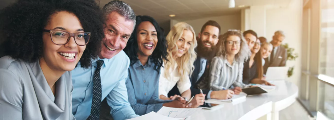 Group of happy and productive employees