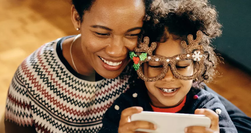 Mother and child at Christmas