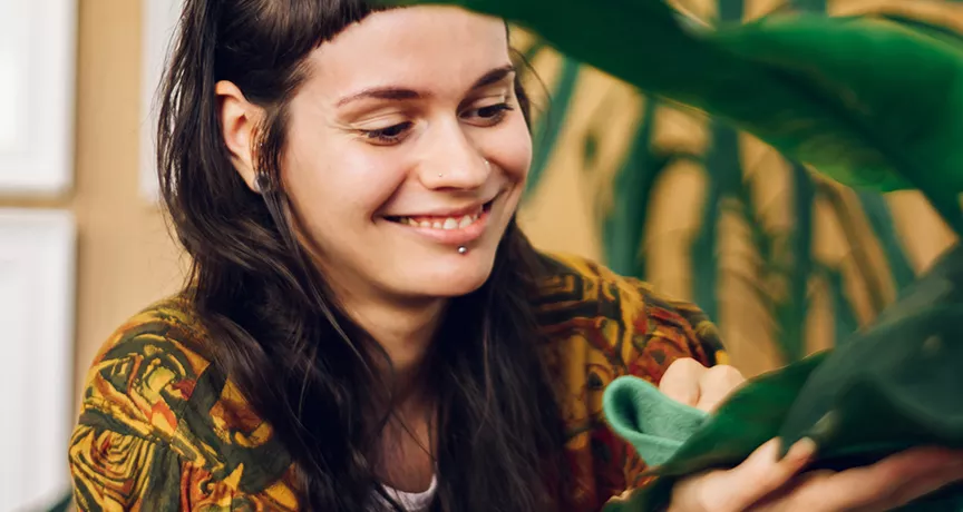 Lady happy with her plants