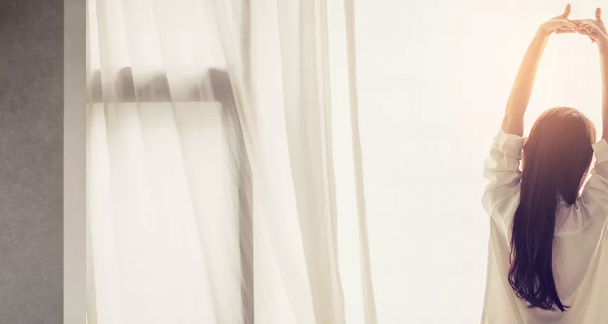 Woman stretching and looking relaxed