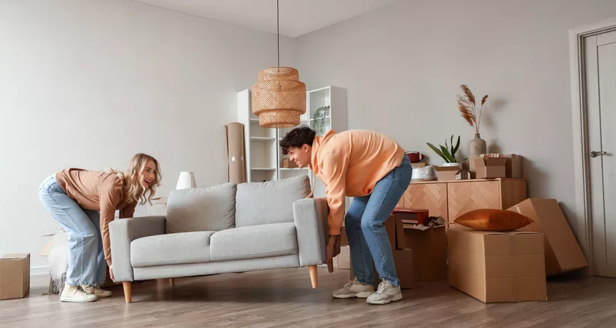 Couple moving in to new home