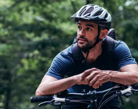 Man riding bike in the woods