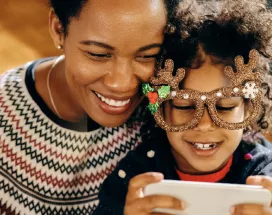 Mother and child at Christmas
