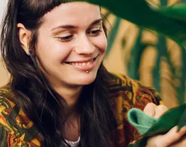 Lady happy with her plants