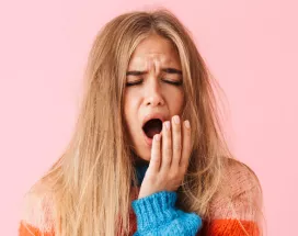 young lady yawning