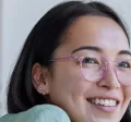 woman sitting at her desk