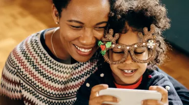 Mother and child at Christmas