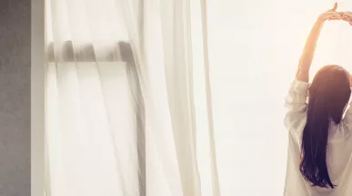 Woman stretching and looking relaxed