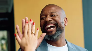 People in the office giving a high-five