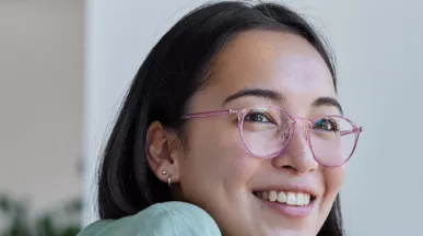 woman sitting at her desk